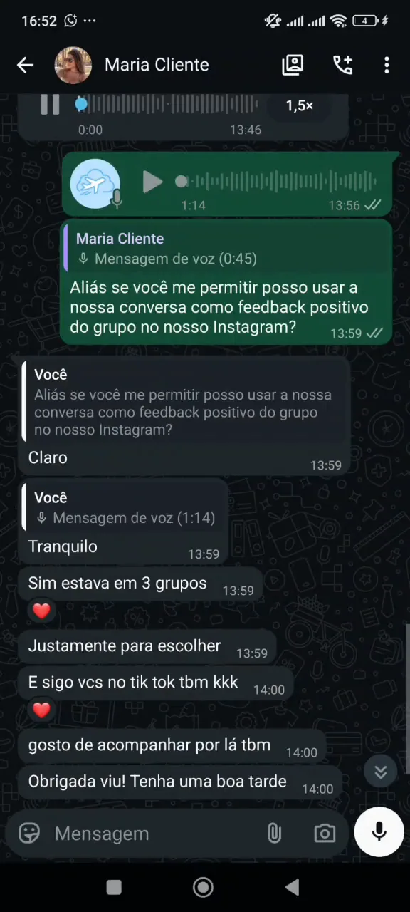 Maria contando em vídeo sua experiência com a Você nas Nuvens.
