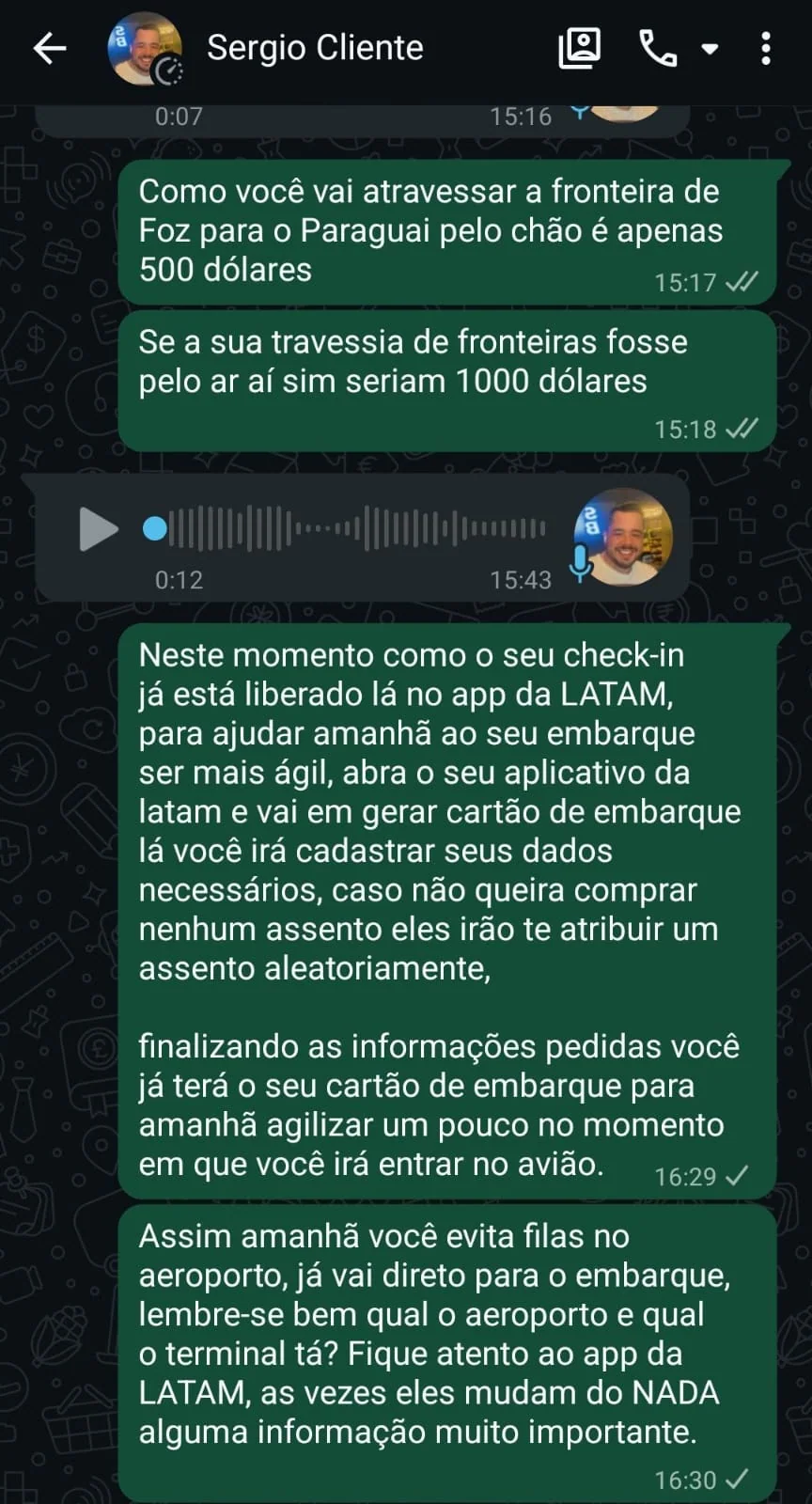Segundo registro da compra de passagem realizada por Sérgio.